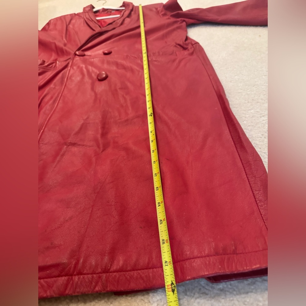 Y2K Preston & York Geniune  leather  full length Chrismats Red  jacket XL - Picture 13 of 14